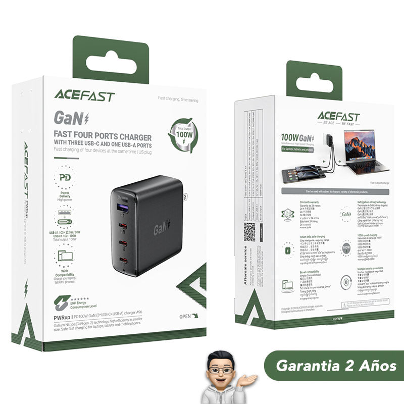 ACEFAST A96 Cargador Rápido GaN a 100 Watts