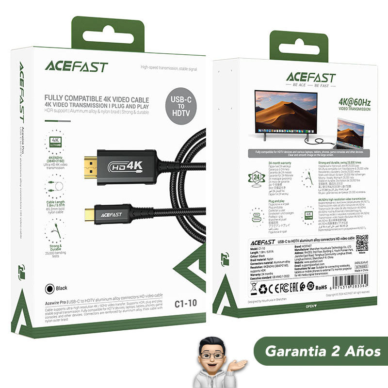 ACEFAST C1-10 Cable Tipo C a HDMI 4k 60Hz