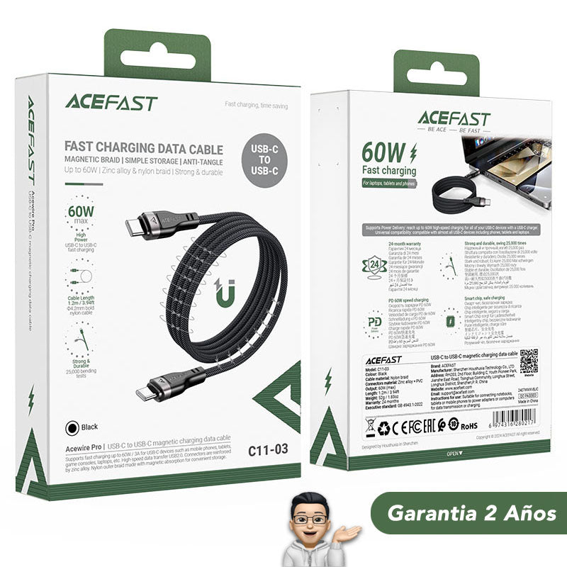 ACEFAST C11-03 Cable Tipo C a Tipo C a 60 Watts