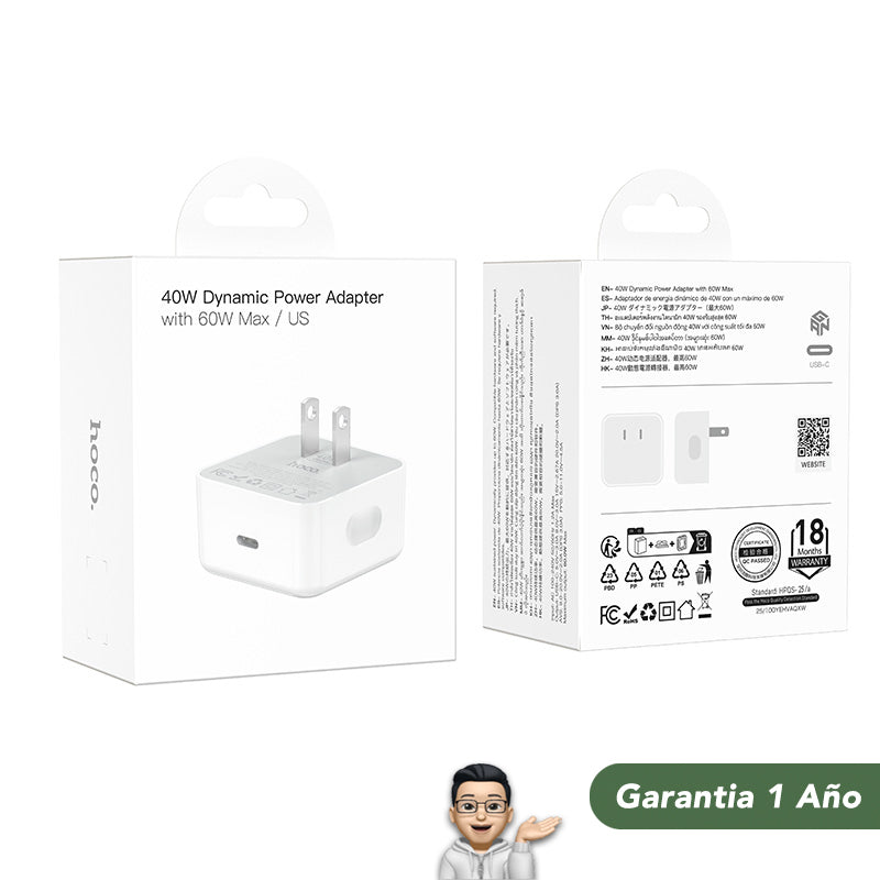HOCO C161 Cargador Rápido a 40 Watts Dinamico GaN