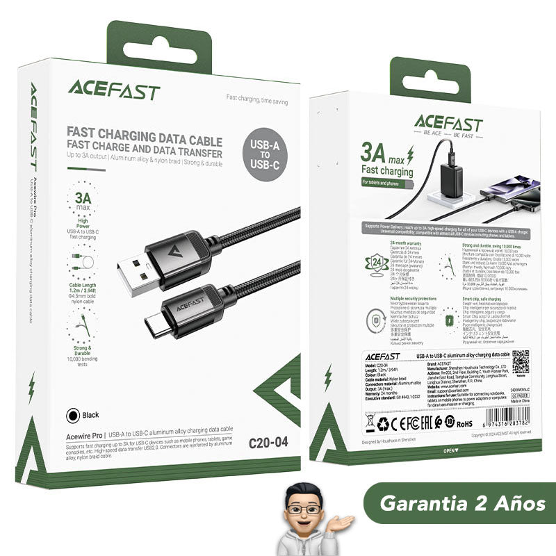 ACEFAST C20-04 Cable Tipo C a USB 3A