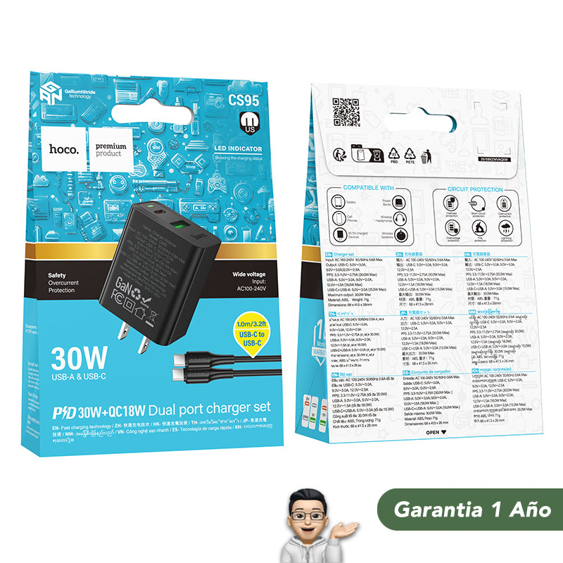 HOCO CS95 set Cargador Rápido a 30 Watts