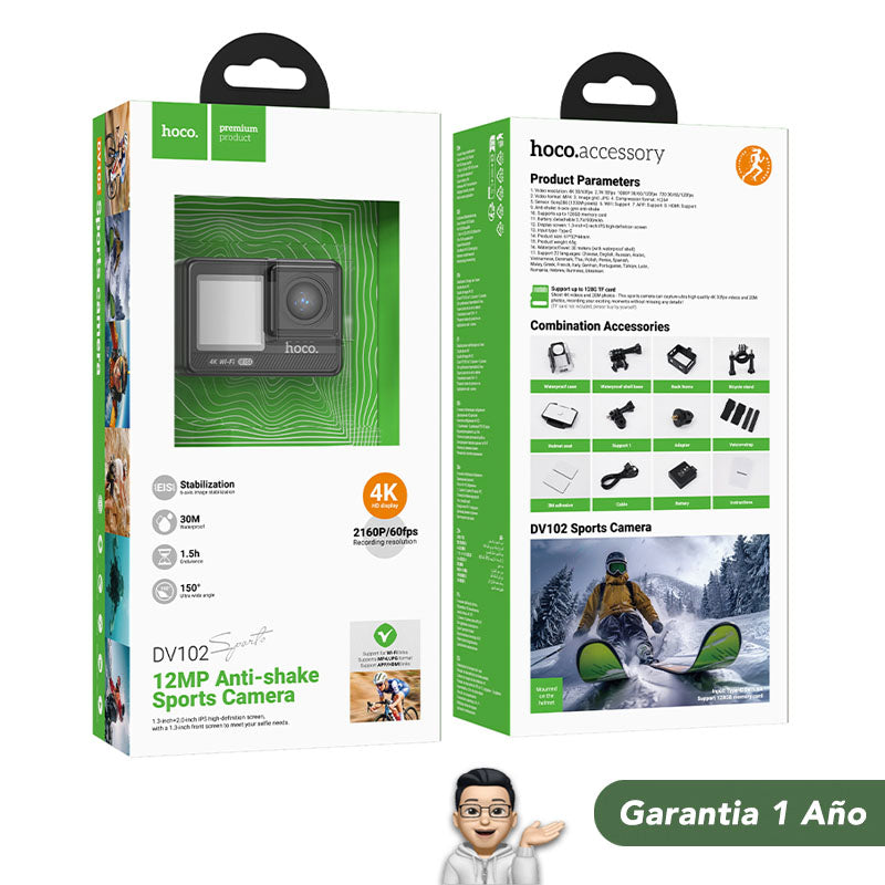 HOCO DV102 Cámara Sport 4k Antivibración