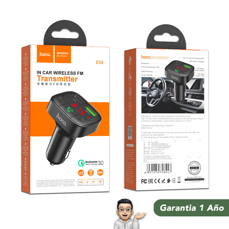 HOCO E59 Transmisor y Cargador de Auto Rápido 18W