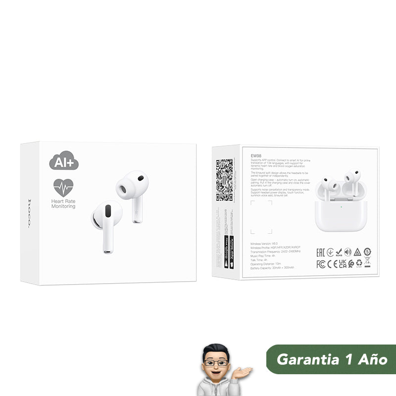 HOCO EW98 Audífonos TWS Traductor IA (Tipo Airpods Pro 3)