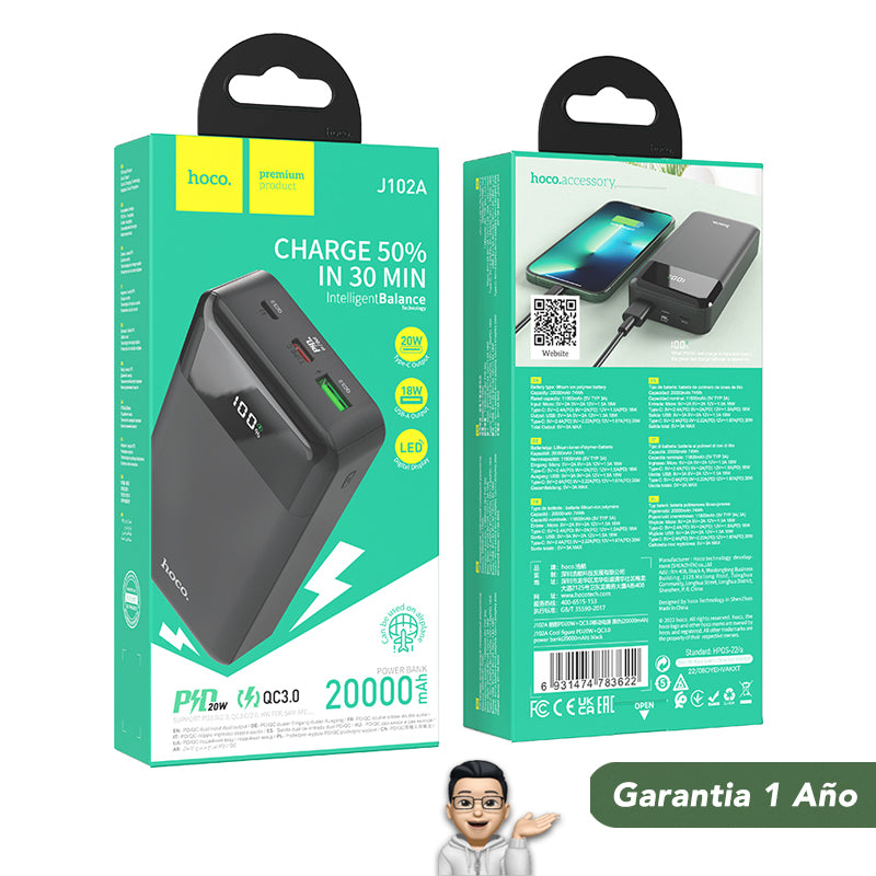 HOCO J102A de 20000 mAh Carga rápida