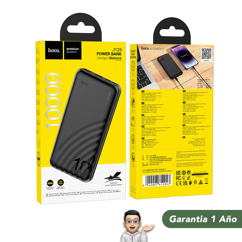 HOCO J123 de 10000 mAh Carga estándar