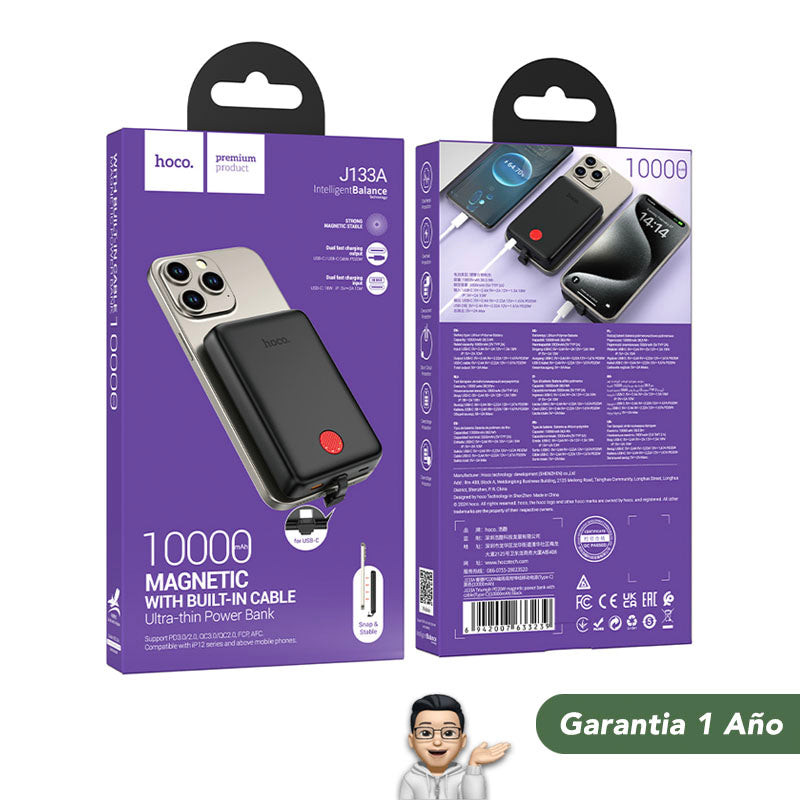 HOCO J133D de 10000 mAh Carga Rápida con Cable