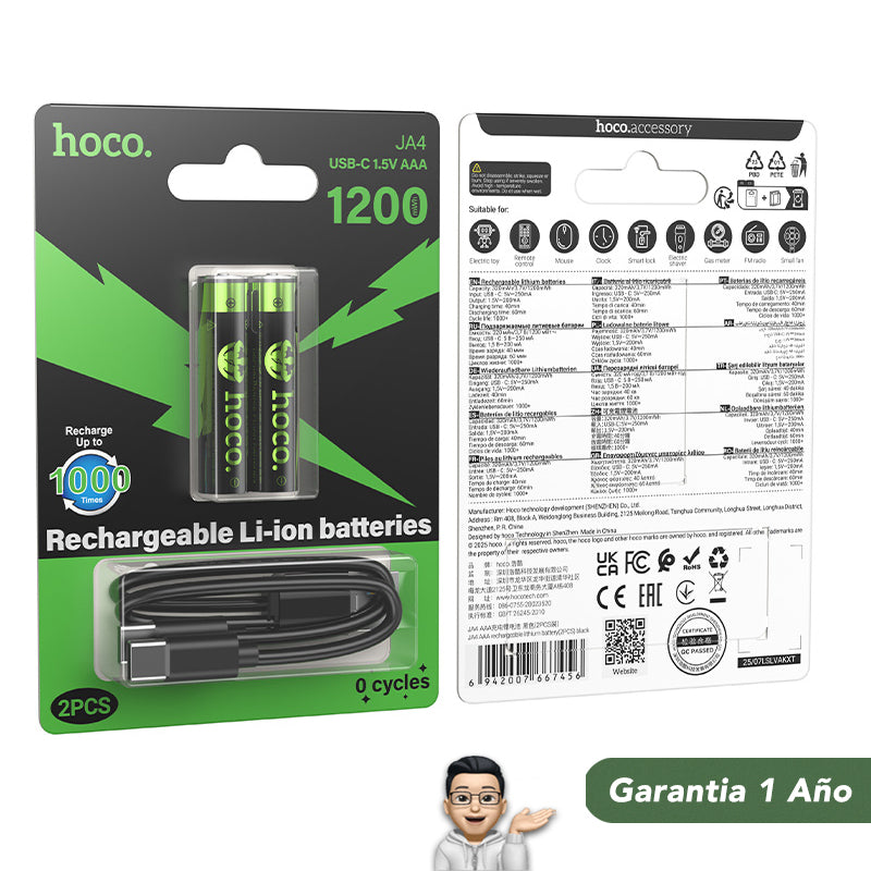 HOCO JA4 Pilas Alcalina AAA recargable
