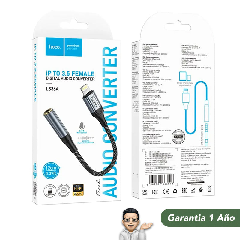 HOCO LS36A Adaptador para iPhone a Audio Jack 3.5