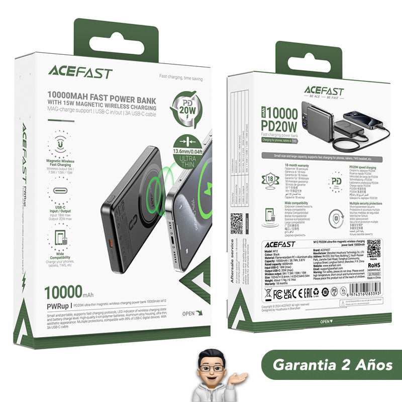 ACEFAST M12 de 10000 Carga rápida Magsafe Ultrafino