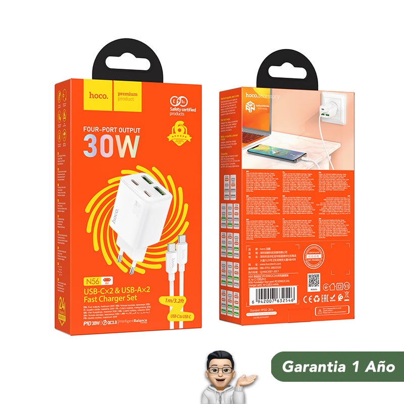HOCO N56 Cargador Rápido a 30 Watts GaN