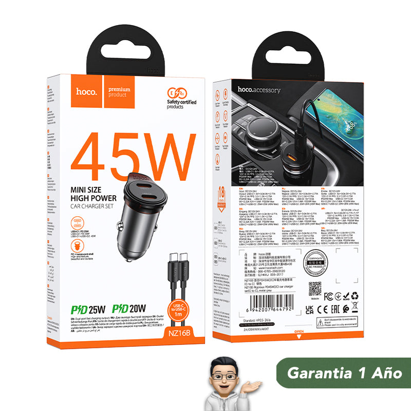 HOCO NZ16B Cargador de Auto completo Súper Rapido