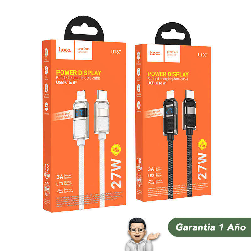 HOCO U137-C Cable Tipo C a Lightning / 27 Watts / 1 metro