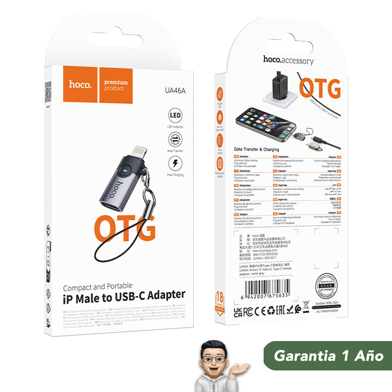 HOCO UA46-A Adaptador de Tipo C a Lightning para iPhone OTG