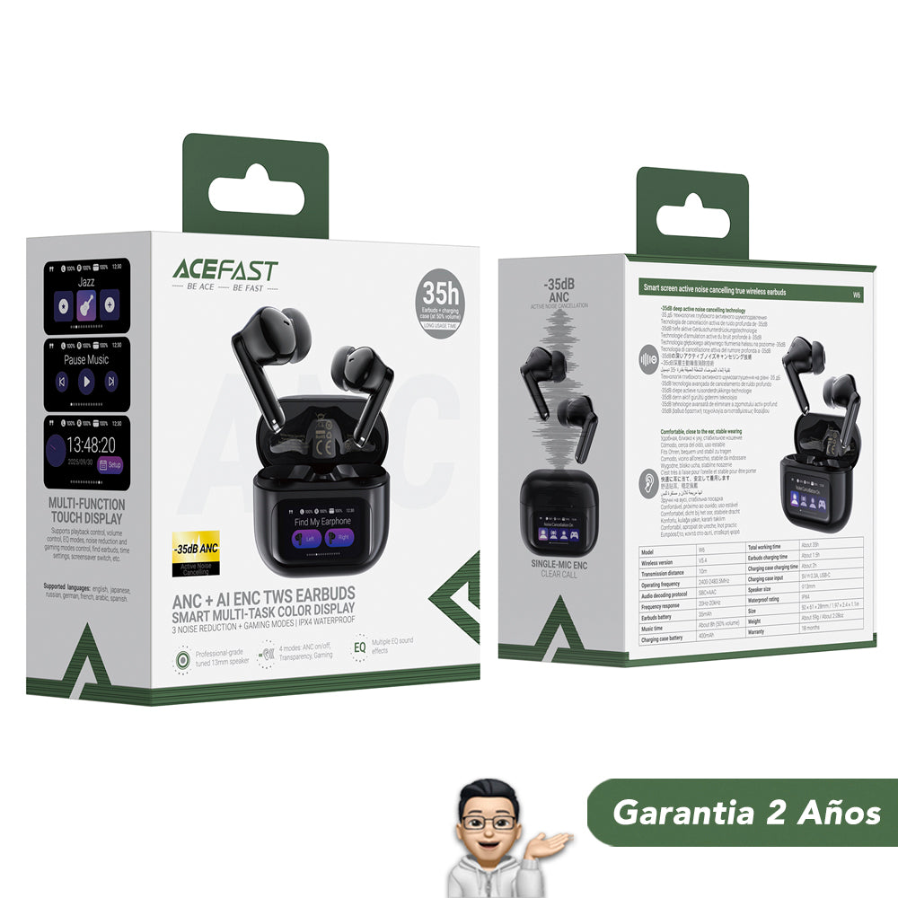 ACEFAST W6 Audífonos TWS con pantalla LED