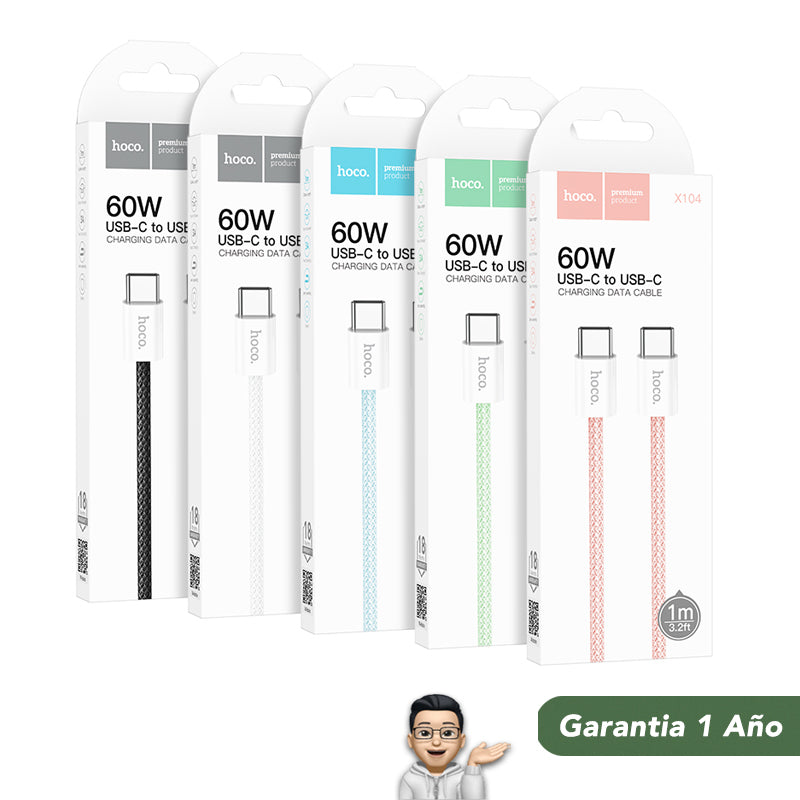 HOCO X104 Cable Tipo C a Tipo C / 60 Watts / 1 y 2 metros