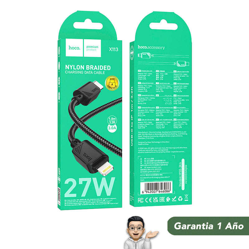 HOCO X113 Cable Tipo C para iPhone / 27 Watts / 1 metro
