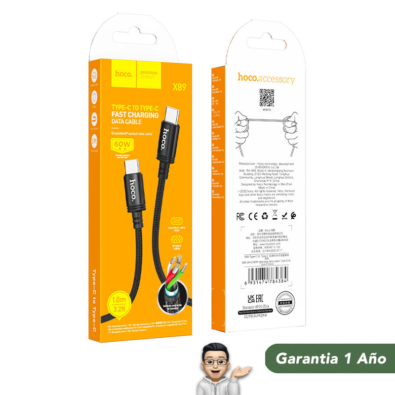 HOCO X89 Cable Tipo C a Tipo C / 60 Watts / 1 metros y 2 Metros