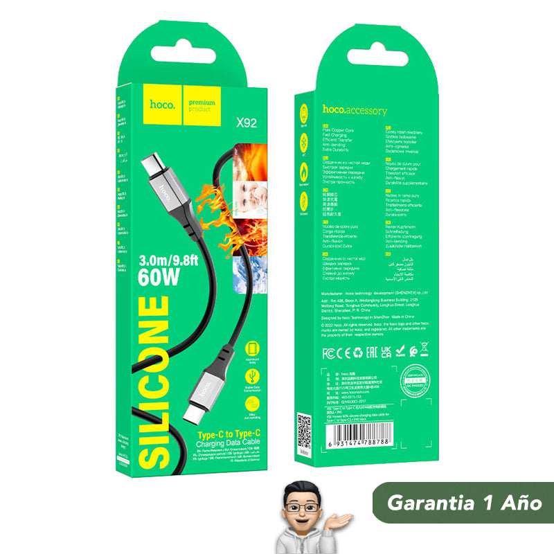 HOCO X92 Cable Tipo C a Tipo C / 60 Watts / 3 metros
