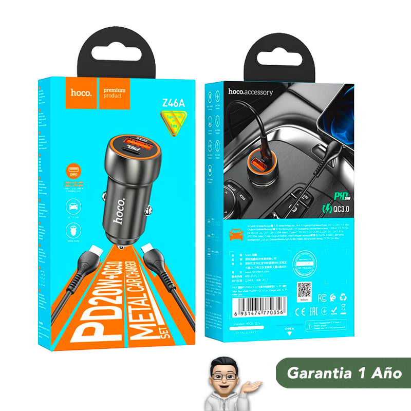 HOCO Z46A Cargador de Auto para iPhone Rápido