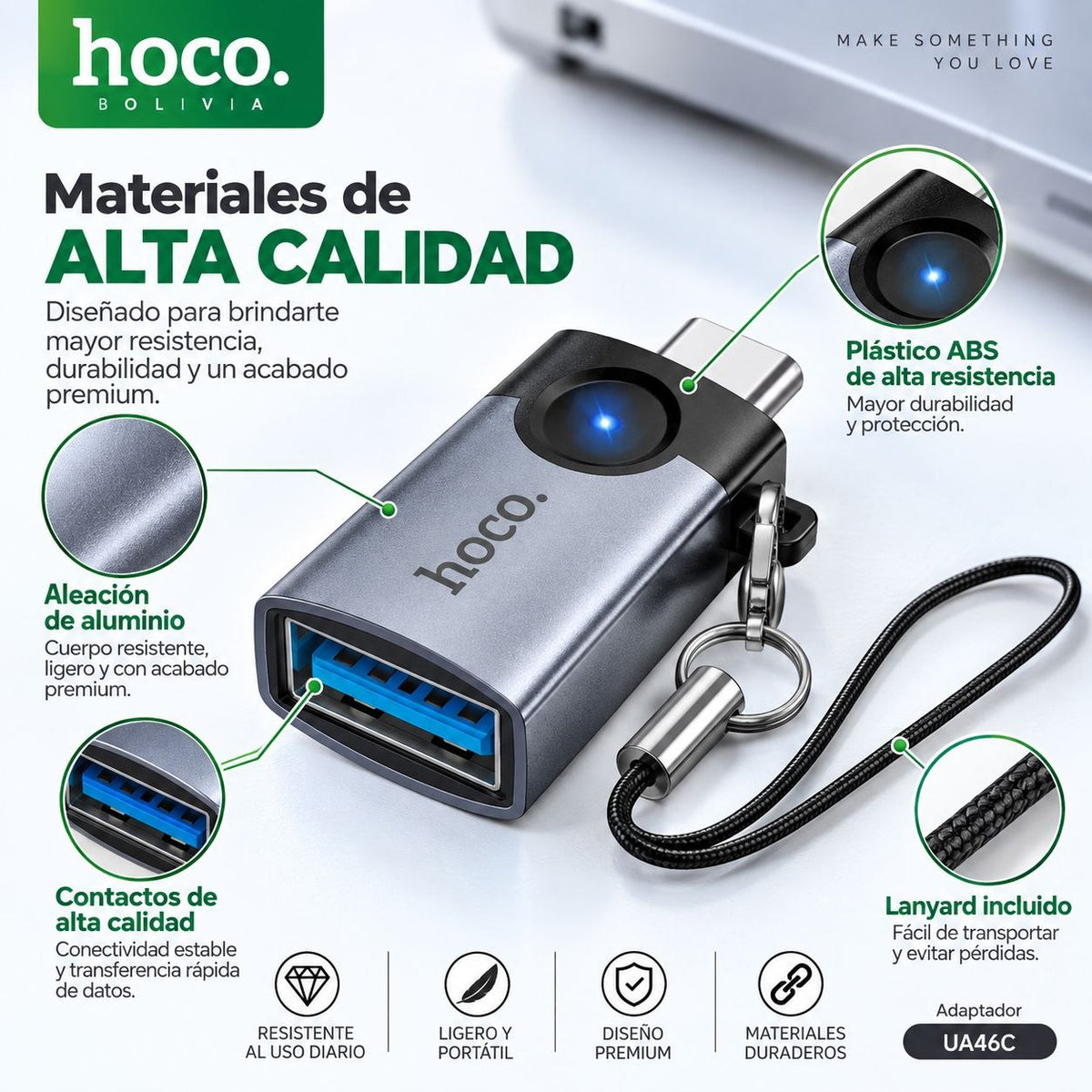 HOCO UA46-C Adaptador USB 3.0 a Tipo C OTG