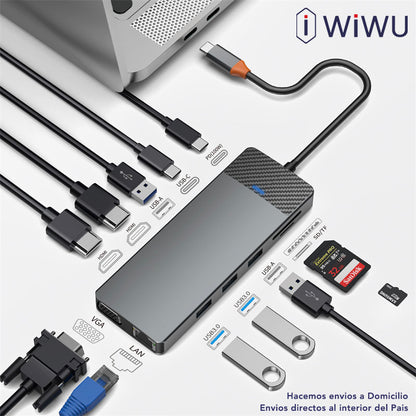 WIWU Linkser A12  Adaptador HUB Tipo-C 12en1