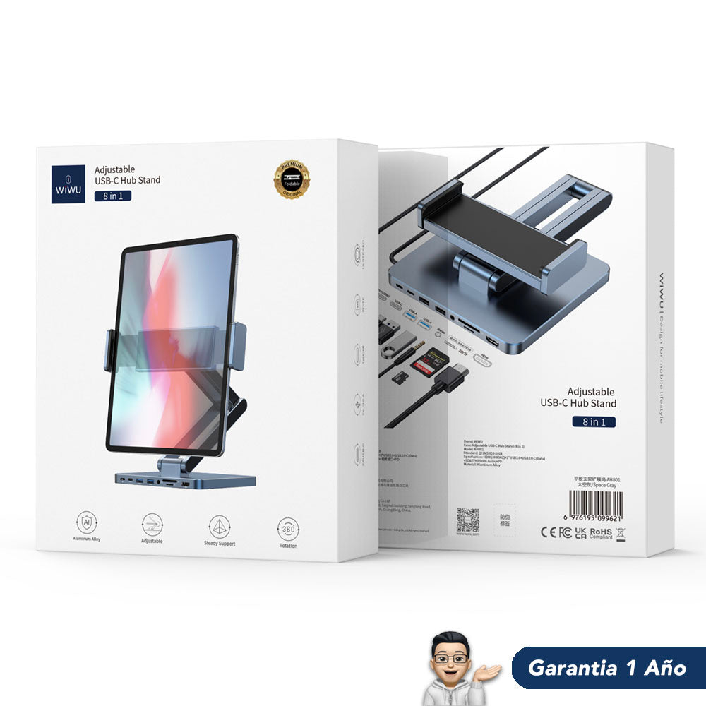 WIWU Soporte Multifuncional Hub 8en1 para tablet
