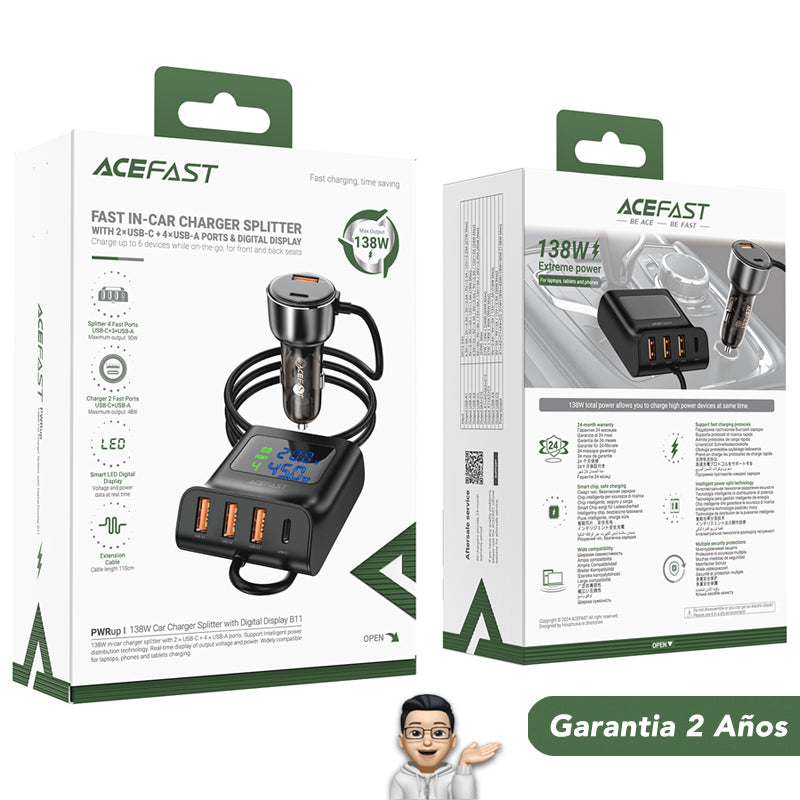 ACEFAST B11 Cargador de Auto Súper Rápido / 138 Watts
