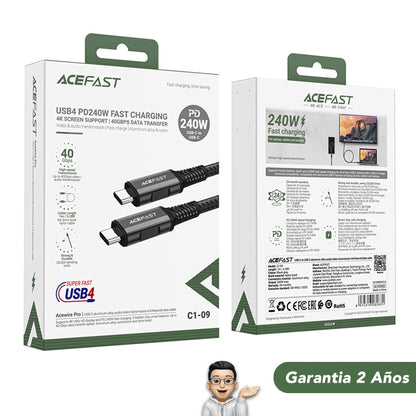 ACEFAST C1-09 Cable Tipo C / USB 4.0 40Gbps / 240 Watts PD