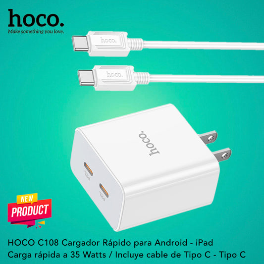 HOCO C108 Cargador Super Rápido 35 Watts + Cable Tipo C