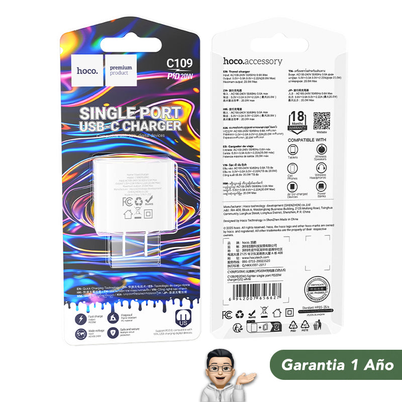 HOCO C109 Cargador Rápido 20 Watts