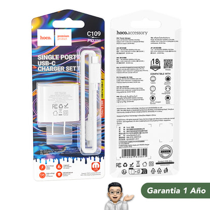 HOCO C109 set Cargador Rápido 20 Watts