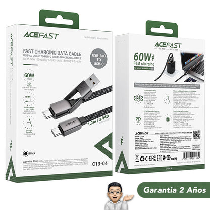 ACEFAST C13-04 Cable Tipo C a Tipo C a 60 Watts 2en1