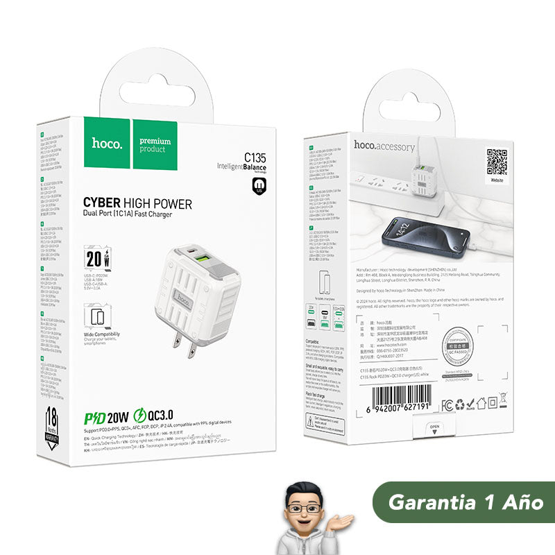 HOCO C135 Cargador Rápido 20 Watts