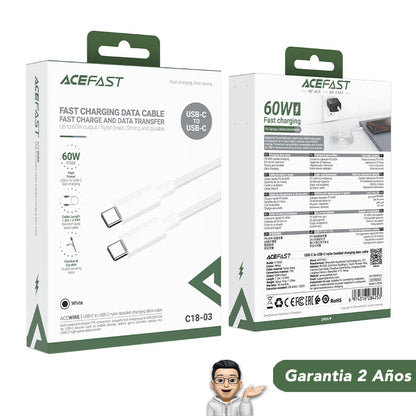 ACEFAST C18-03 Cable Tipo C a Tipo C a 60 Watts