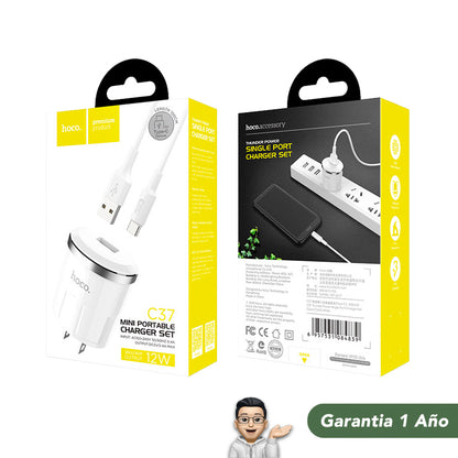 HOCO C37 Cargador Rápido 12 Watts + Cable Tipo C