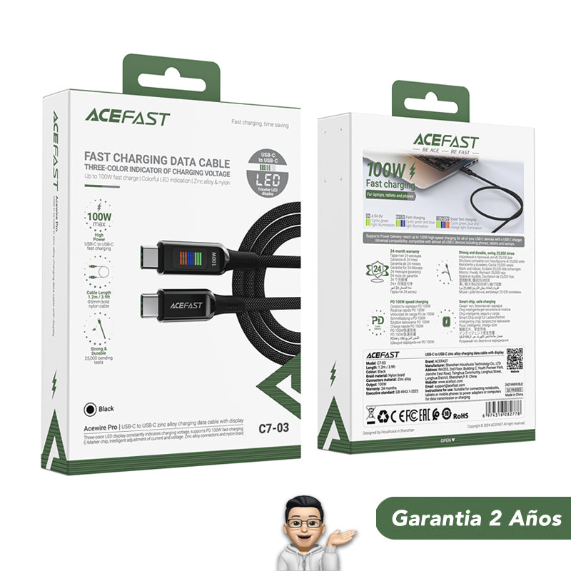 ACEFAST C7-03 Cable Tipo C a Tipo C a 100 Watts