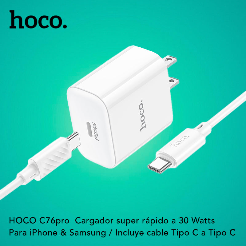 HOCO C76pro Cargador Rápido 30 Watts + Cable Tipo C