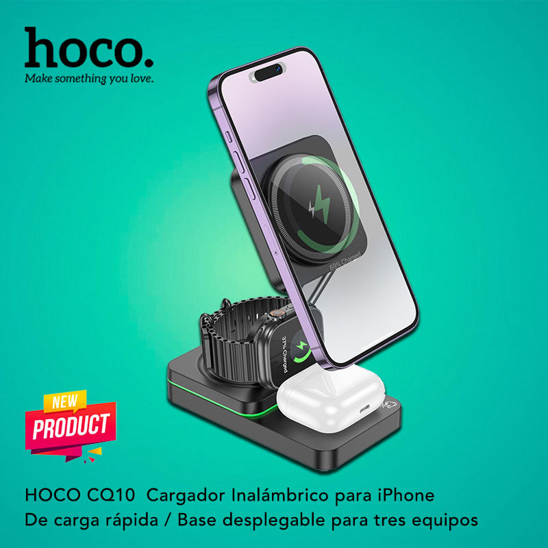 HOCO CQ10 Base inalámbrica 3en1 para iPhone