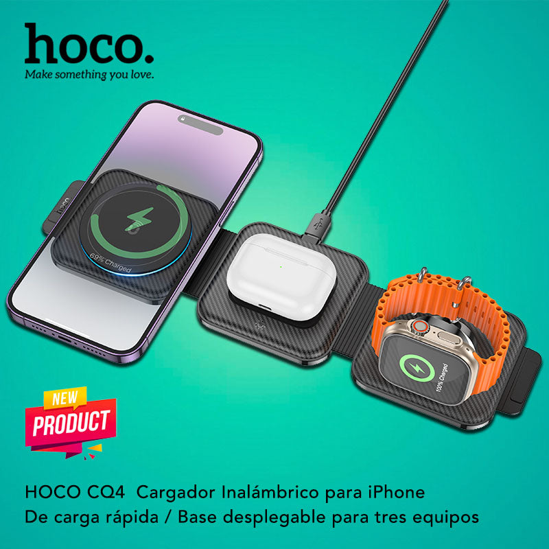 HOCO CQ4 Base inalámbrica 3en1 para iPhone
