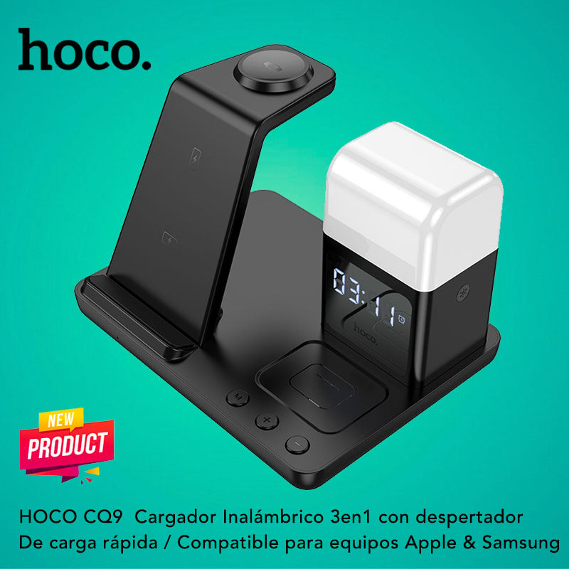 HOCO CQ9 Base inalámbrica 3en1 para iPhone y Samsung