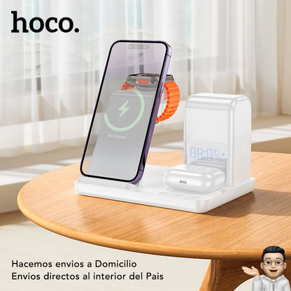 HOCO CQ9 Base inalámbrica 3en1 para iPhone y Samsung