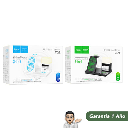 HOCO CQ9 Base inalámbrica 3en1 para iPhone y Samsung