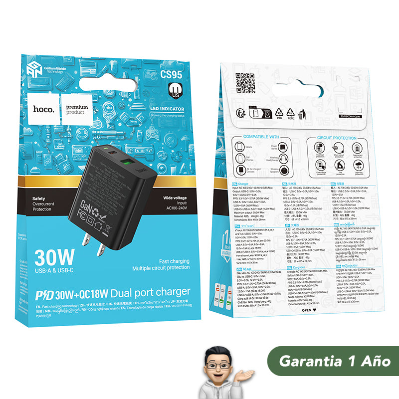 HOCO CS95 Cargador Rápido a 30 Watts