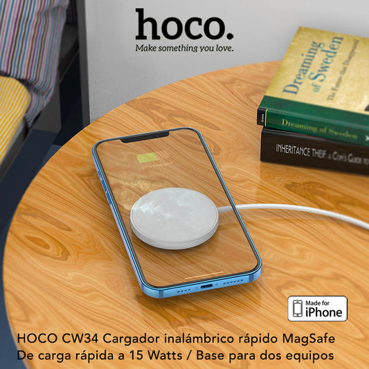 HOCO CW34 Cargador inalámbrico 2en1 MagSafe