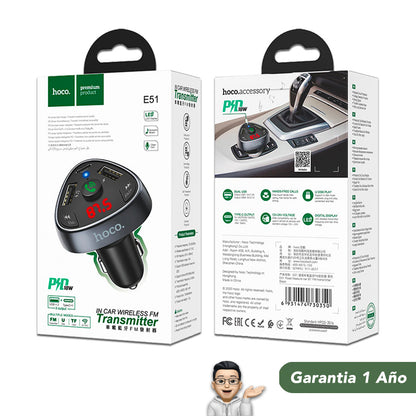 HOCO E51 Transmisor y Cargador de auto Rápido 18W