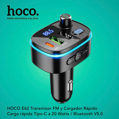 HOCO E62 Transmisor y Cargador de Auto Rápido 20W