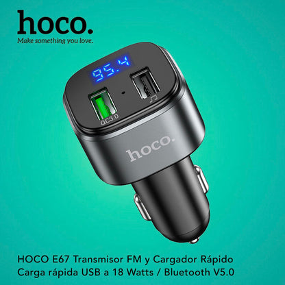 HOCO E67 Transmisor y Cargador de Auto Rápido 18W