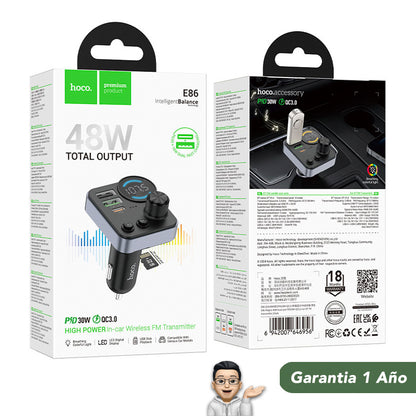 HOCO E86 Transmisor y Cargador de Auto Rápido 48W